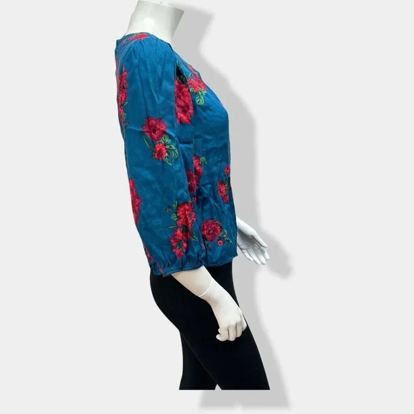 ANTHROPOLOGIE Maeve Kalas Henley Floral Blouse - Picture 3 of 7